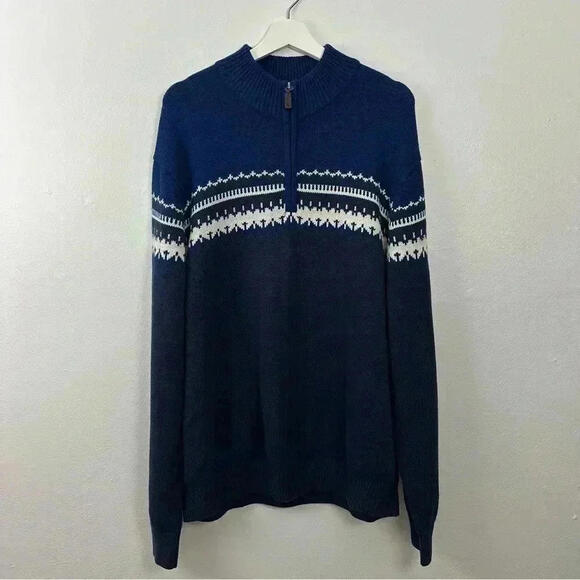 Izod Men’s Nordic Navy White Heavy Cable Knit Sweater Size XXL - Picture 1 of 5